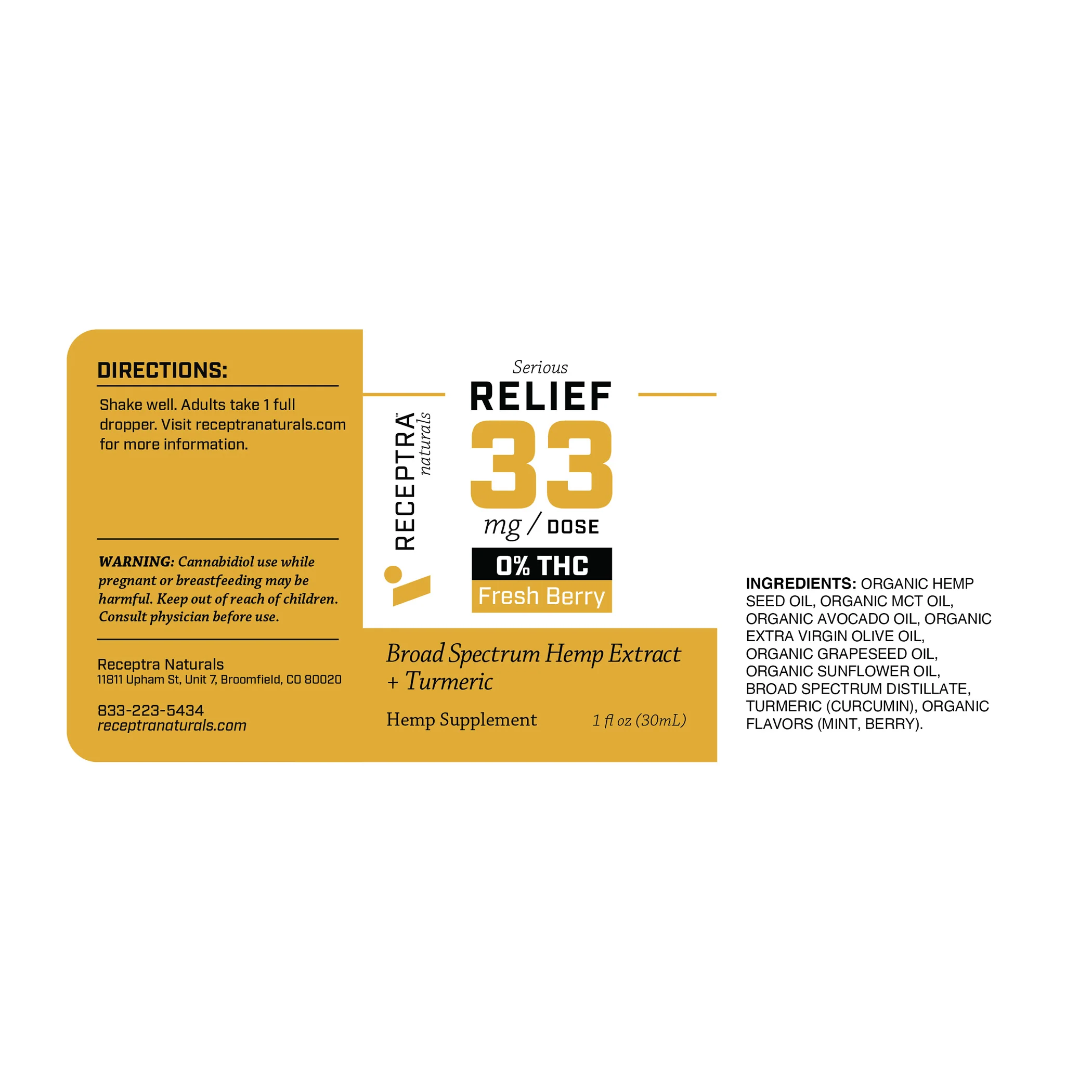Relief CBD Oil + Turmeric 0% THC Tincture 33mg - Image 7